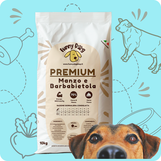 Crocchette PREMIUM con Manzo e Barbabietola per cani di tutte le taglie