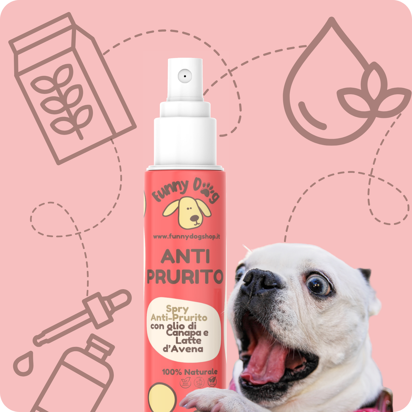 Spray ANTI PRURITO con Olio di Canapa e Latte d'Avena da 150 ml