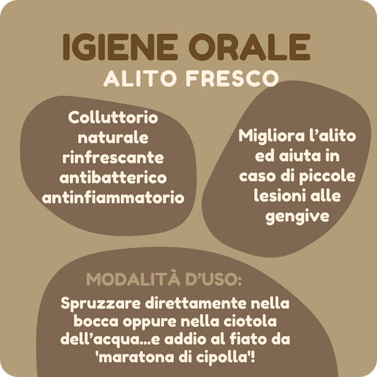 Spray IGIENE ORALE con Rosmarino, Menta, Limone, Salvia e Cannella da 150 ml
