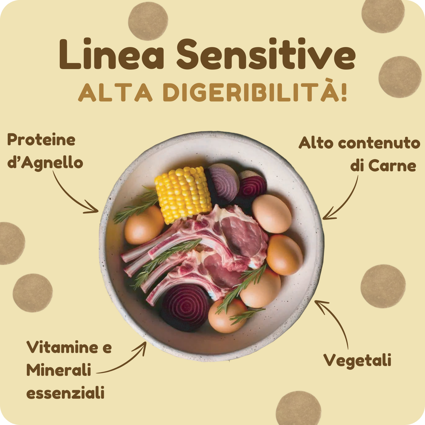 Crocchette SENSITIVE altamente digeribili con Agnello e Barbabietola