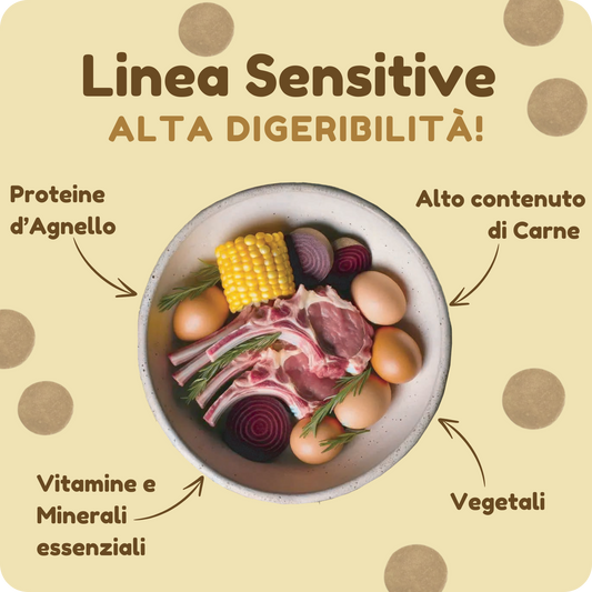 Crocchette SENSITIVE altamente digeribili con Agnello e Barbabietola