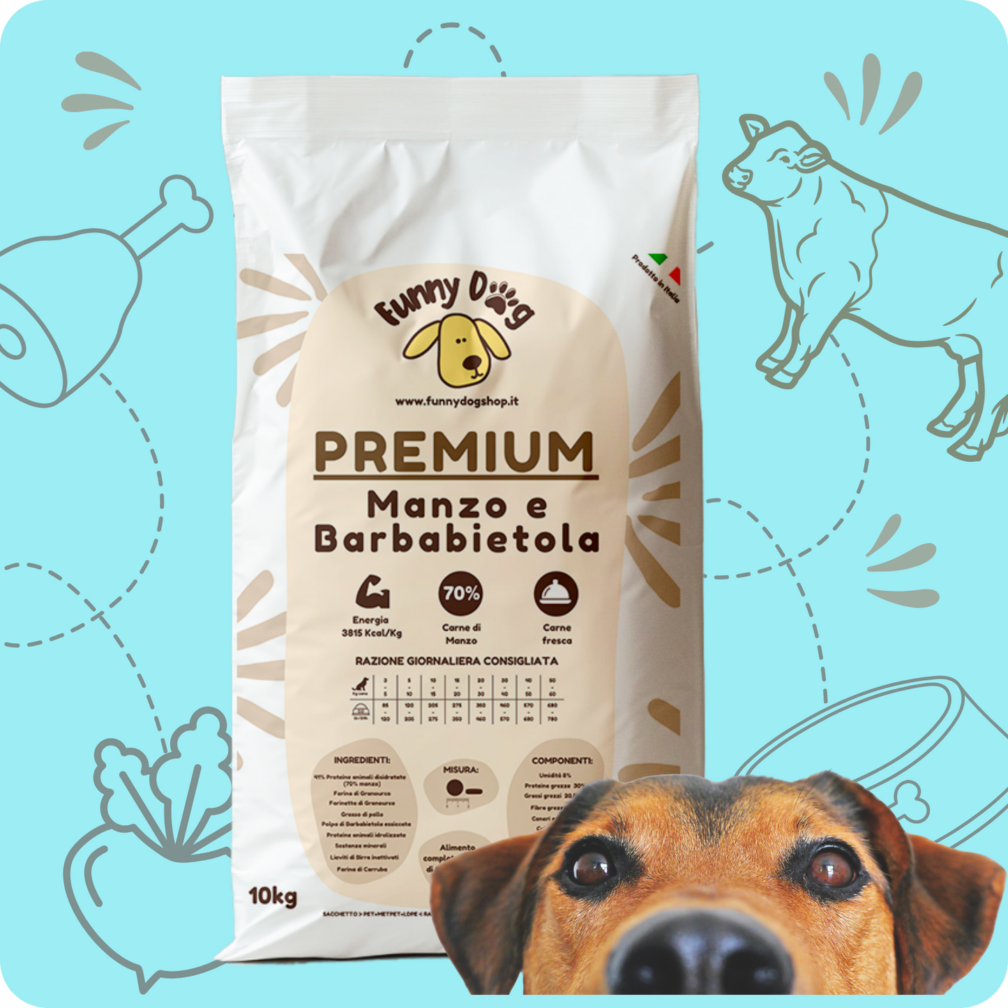 Crocchette PREMIUM con Manzo e Barbabietola per cani di tutte le taglie