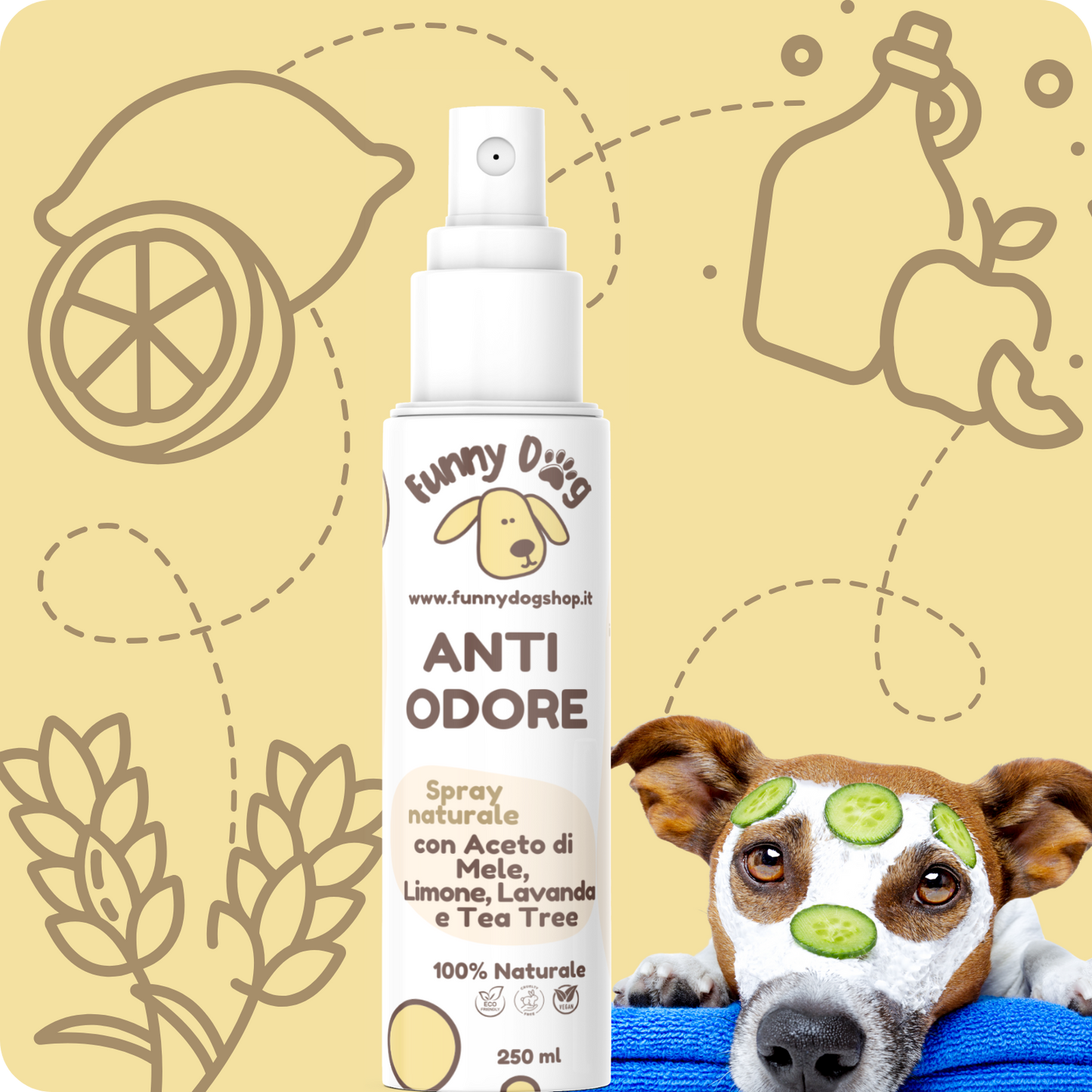 Spray ANTI ODORE con Aceto di Mele, Limone, Lavanda e Tea Tree da 250 ml