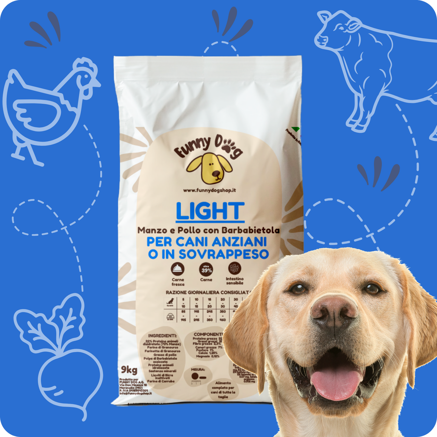 Crocchette LIGHT con Manzo e Pollo per cani adulti o in sovrappeso