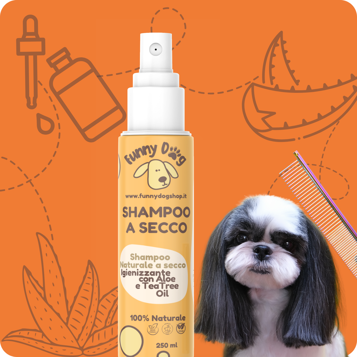 SHAMPOO A SECCO IGIENIZZANTE con Aloe e Tea Tree Oil da 250 ml