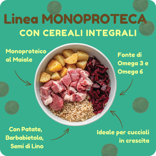 Crocchette MONOPROTEICHE con Maiale e Cereali Integrali per CUCCIOLI